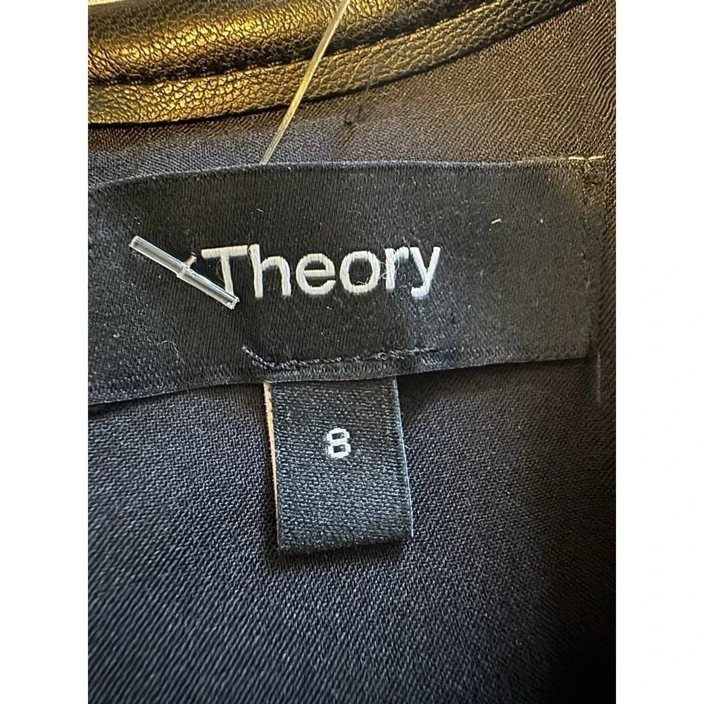 Theory Sleeveless Hi Crew Neck Dress Size 8 Black Tweed Canvas Mini‎ $395 Retail - Picture 8 of 9